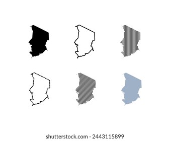Outline map of the Chad. Map of the Chad. Linear style. Vector icons