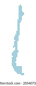 Outline map of Chile from dots