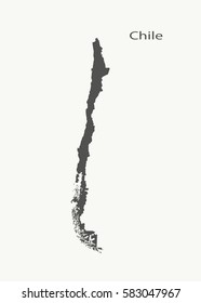 Outline map of Chile. Isolated vector illustration.
