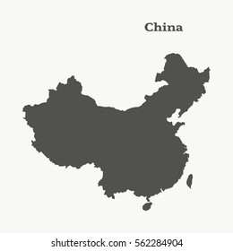 Outline map of China. Isolated vector illustration