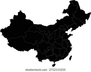 Mapa esquemático de China con fronteras provinciales