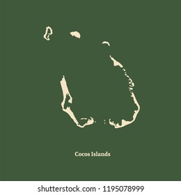 Outline map of Cocos Islands. Vector illustration. 