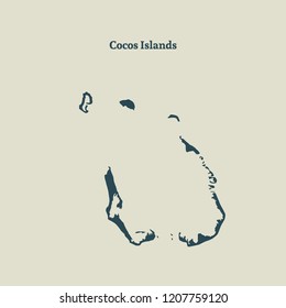 Outline map of Cocos Islands. Vector illustration. 