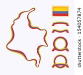 Outline map of Colombia. Border is marked with a ribbon in the national colors. The package contains a stamp with flag and frames. The file is made with no transparencies and gradients. 