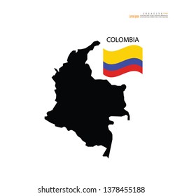 outline map of  Colombia with nation flag.vector illustration.