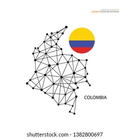 Outline Map Colombia Nation Flagvector Illustration Stock Vector ...