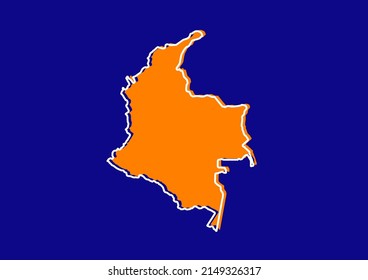 Outline map of Colombia, stylized concept map of Colombia. Orange map on blue background.
