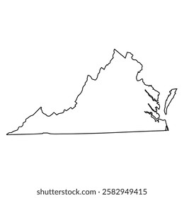 Outline Map Commonwealth Virginia, Virginia map state USA