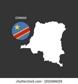 outline map of  Congo with nation flag.vector illustration.