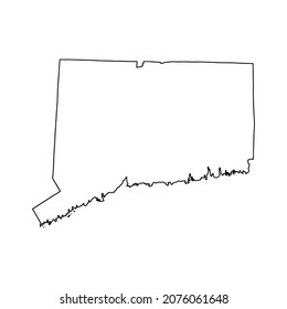 Outline map of Connecticut white background. USA state, vector map with contour.