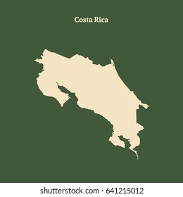 Outline map of Costa Rica. Isolated vector illustration.