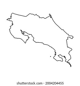 Outline map of Costa Rica white background. Vector map with contour.