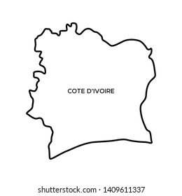 Outline Map of Cote d'Ivoire or Ivory Coast Vector Design Template. Editable Stroke