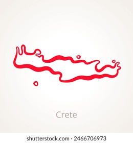 Outline map of Crete marked with red line.