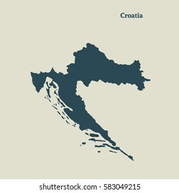 Outline map of Croatia. Isolated vector illustration.