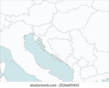 Outline of the map of Croatia, Montenegro, Austria, Hungary, Serbia, Kosovo, Montenegro