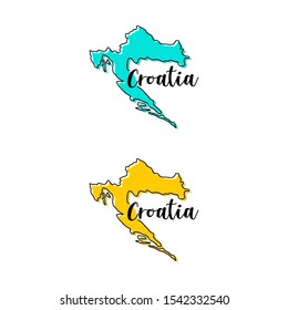 Outline Map of Croatia Vector Design Template.