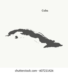 Outline map of Cuba. Isolated vector illustration.