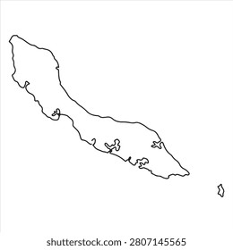 Outline map of Curacao island isolated on white background.