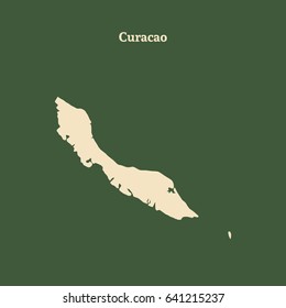 Outline map of Curacao. Isolated vector illustration.