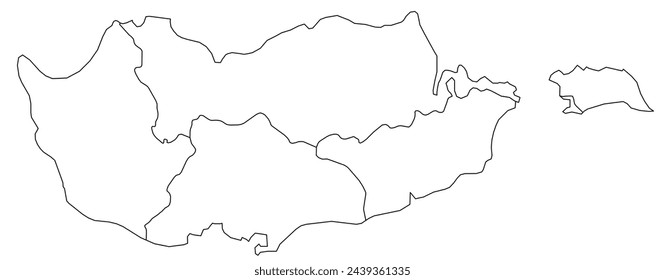 Outline of the map of Cyprus with regions