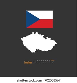 outline map of  Czech with nation flag.vector illustration.