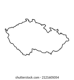 Outline map of Czech Republic (Czechia, Czech) white background. Vector, European state map with contour.