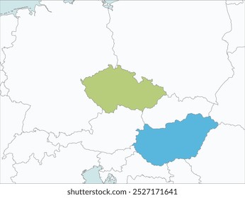 Outline of the map of Czech Republic and Hungary