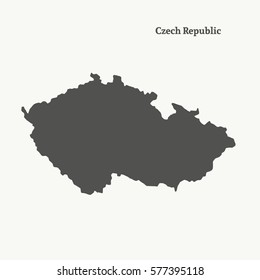 Outline Map Of Czech Republic. Isolated Vector Illustration.