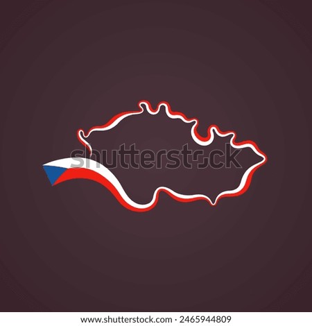 Outline map of Czech Republic marked with flag ribbon