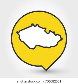 outline map of Czech republic, yellow icon concept