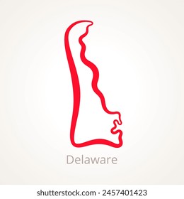 Outline map of Delaware marked with red line.