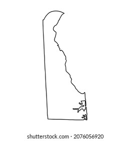 Mapa de esquema del fondo blanco de Delaware. Estado de EE.UU., mapa vector con contorno.