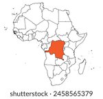 Outline of the map of Democratic Republic of the Congo with regions