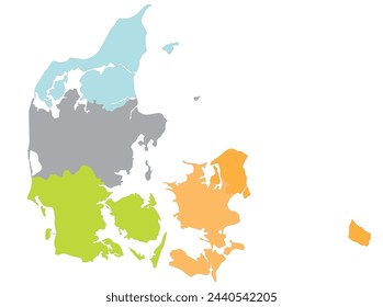 Outline of the map of Denmark with regions