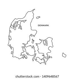 Outline Map of Denmark Vector Design Template. Editable Stroke