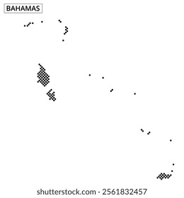 The outline map depicts the Bahamas, highlighting its islands and surrounding waters in a simplistic style.