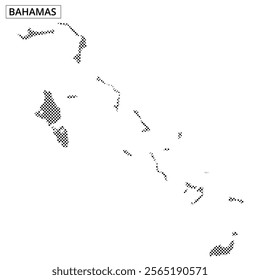 The outline map depicts the Bahamas, highlighting its islands and surrounding waters in a simplistic style.