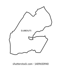 Outline Map of Djibouti Vector Design Template. Editable Stroke