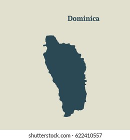 Outline map of Dominica. Isolated vector illustration.