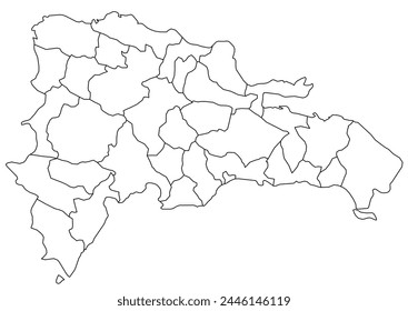 Outline of the map of Dominican Republic with regions