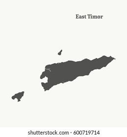 Outline map of East Timor. Isolated vector illustration.
