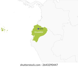 Outline map of Ecuador. High detailed map of Ecuador. South America.