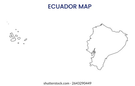Outline map of Ecuador. High detailed map of Ecuador. South America.