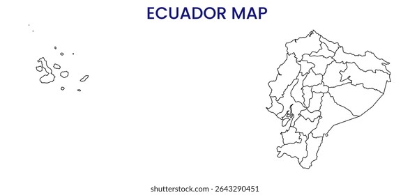 Outline map of Ecuador. High detailed map of Ecuador. South America.