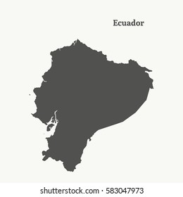 Outline map of Ecuador. Isolated vector illustration.