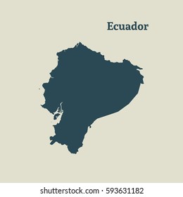 Outline map of Ecuador. Isolated vector illustration.
