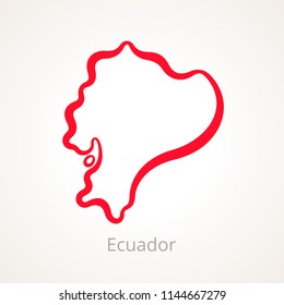 Outline map of Ecuador marked with red line.