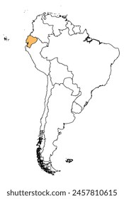 Outline of the map of Ecuador with regions