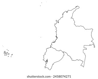 Outline of the map of Ecuador,Colombia